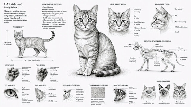 Detailed Cat Anatomy and Feline Physical Characteristics Chart
