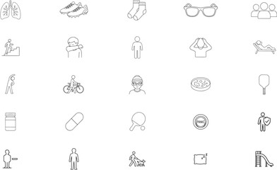 Fototapeta premium 25 Hand-Traced Vector Icon Collection Bundle – Clean Minimalist Line Art Set for Healthcare, Sports, Business, Fitness, Lifestyle, and Wellness Design Projects