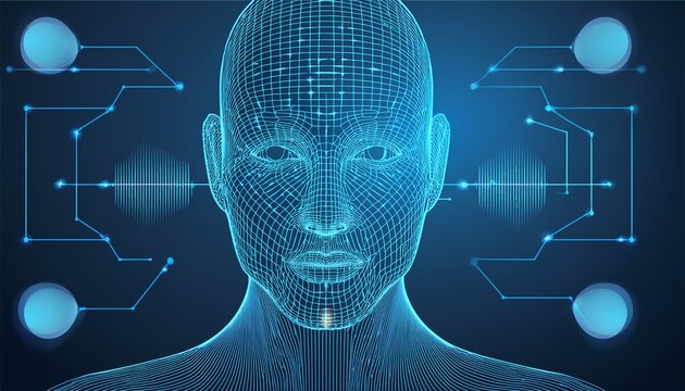 facial recognition system concept face recognition 3d scanning face id wireframe concept polygon face control biometric scanning