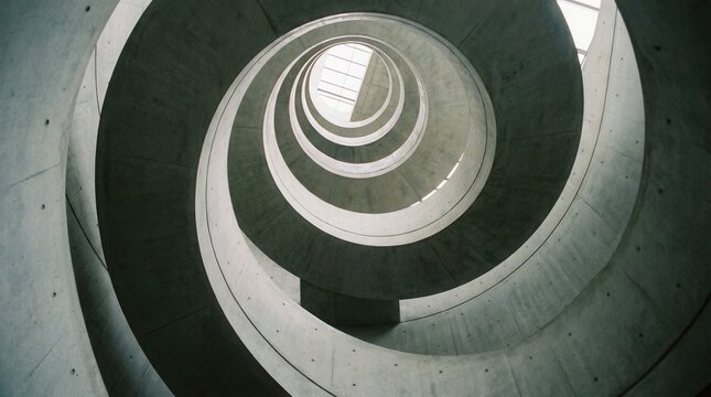 Modern Concrete Spiral Staircase Architecture Design.