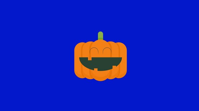 Happy Halloween pumpkin icon. Flat vector illustration of a smiling jack-o-lantern.