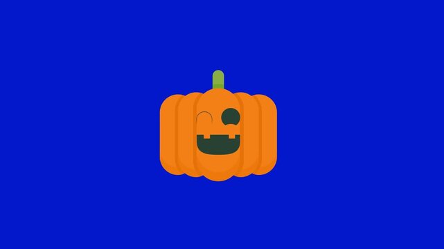 Winking Halloween pumpkin icon. Flat vector illustration of a cute jack-o-lantern character.