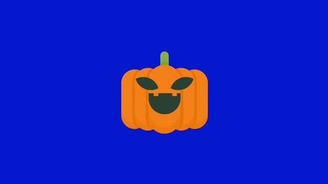 Halloween pumpkin icon with scary face. Flat vector jack-o-lantern for holiday design.