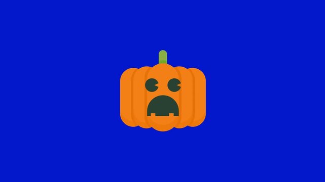 Halloween jack-o-lantern with spooky face glowing in dark. Classic carved pumpkin icon for autumn festivals and horror themes.