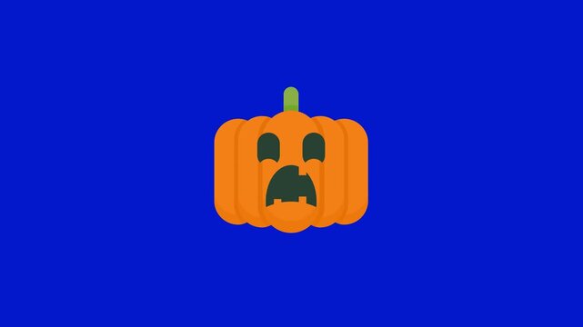 Scared jack-o-lantern pumpkin icon. Halloween flat vector illustration of a frightened gourd.