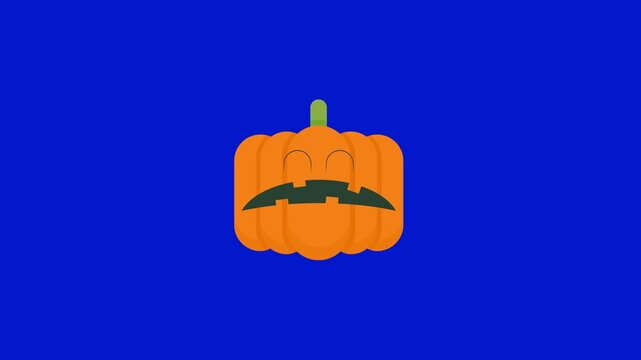 Sad pumpkin character with a frowning face. Cartoon jack-o-lantern icon for Halloween design.