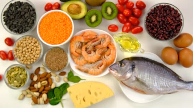 Foods that contain vitamin E. Selective focus.