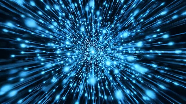 Central blue light burst with radiating star lines.