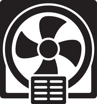 Bathroom ventilation exhaust fan silhouette icon for home appliance and air cooling concept