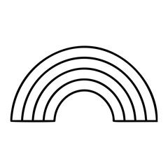 Obraz premium Minimalist Line Art Vector Icon of Arched Rainbow Weather Symbol. Hand-drawn outline illustration of meteorological phenomenon, scalable graphic design element for nature themes.