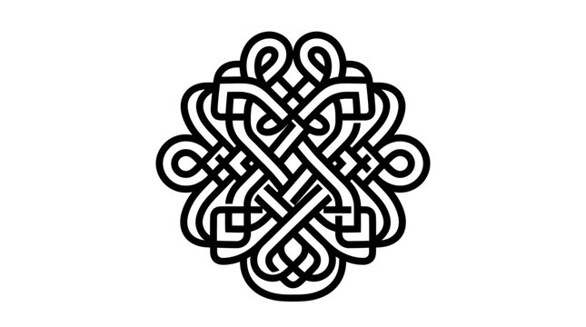 Intricate Celtic Knot Design - Abstract Geometric Pattern, Black and White Symbol, Infinite Loop Art