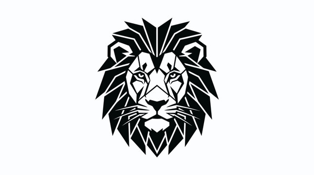 Geometric Lion Head Silhouette - Modern Abstract King Animal Logo Icon - Vector Art