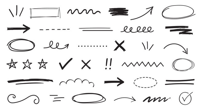 Creative marker strokes on paper with soft highlight effects, bold arrow marks , hand drawn shape accents, marker and highlight energy