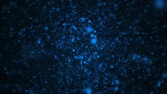 Abstract cosmic pattern of glowing blue dots and lines against a deep space-inspired black backdrop.