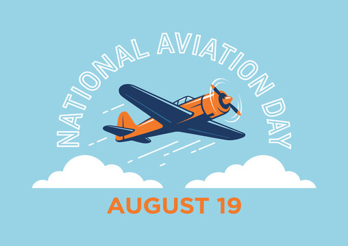 National aviation day celebration graphic with celebratory text commemorating commemoration