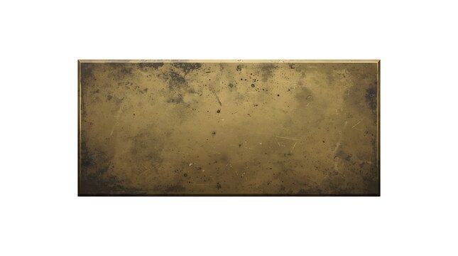 Antique brass panel isolated white background
