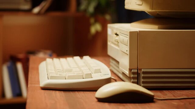 4K Close Up of Inserting Compact Disc CD into Vintage Computer Drive