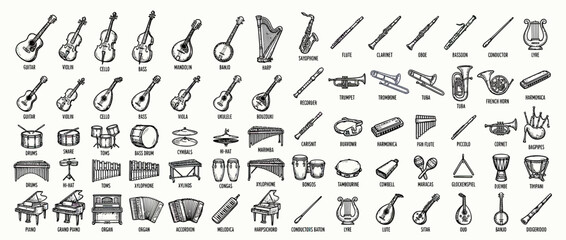 Collection of Hand-Drawn Musical Instruments © adhar