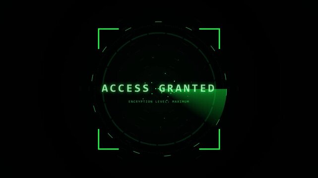 Digital green radar interface showing access granted message