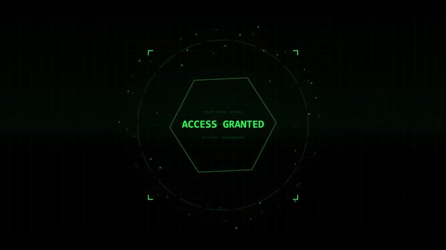 Futuristic digital interface with access granted message