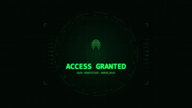 Digital fingerprint scanner displaying access granted message