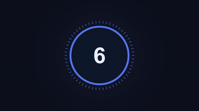 10 Second Countdown Timer Ring Interface &mdash; Blue 4K Loop