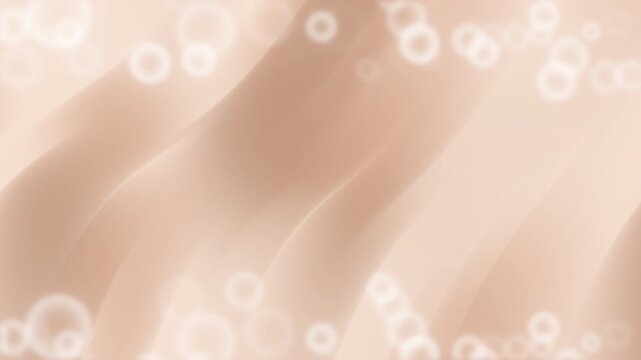 Soft peach Abstract Background Soft buble overlays drift gently and merge with flowing waves creating a delicate ethereal movement across the smooth surface rendered in 4k seamless loop