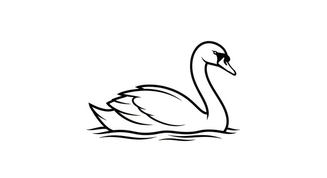 Simple Black and White Swan Illustration.