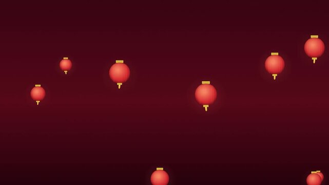 Red Chinese Lanterns Rising into the Night &mdash; Lunar New Year 4K Seamless Loop