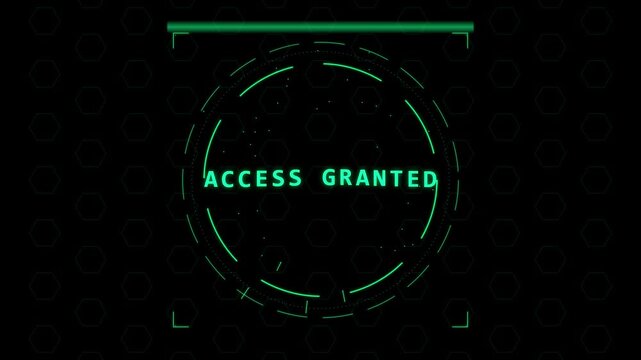 Digital futuristic scanning interface with access granted message
