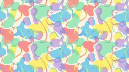 Fototapeta premium Abstract vector pattern of organic blob shapes in pastel colors.