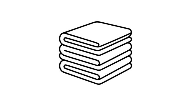 Minimalist Vector Icon of Stacked Folded Cleaning Cloths in Line Art Style, Hand-Drawn Outline Illustration for Home Cleaning Supplies and Household Maintenance Design Elements, Scalable Graphic
