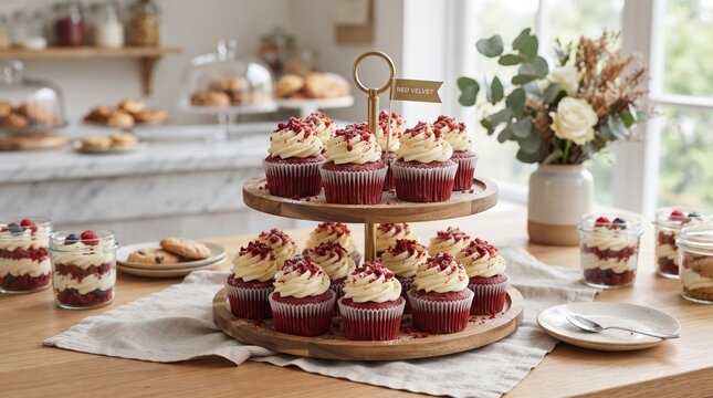 Red Velvet Cupcakes with Cream Cheese Frosting and Crumbs