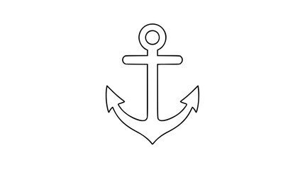 Classic hand-drawn vector illustration of a ship anchor, simple black outline on white background, minimalist line art suitable for nautical themes, maritime logos, sailing designs, and ocean travel © Jahid