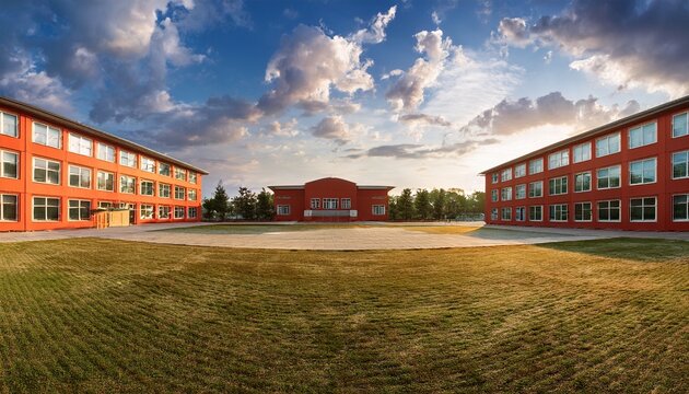 school building and beautiful sky