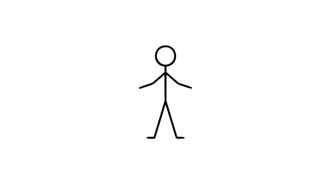 Hand-drawn stick figure man vector icon with minimalist outline and clean lines. Scalable illustration for design projects needing simple character forms with artistic style and aesthetic appeal.