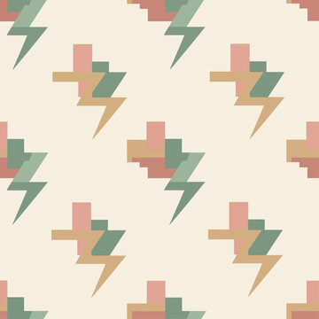 abstract geometric pattern with seamless retro lightning bolts and blocks perfect for modern minimalist backgrounds or textile print design