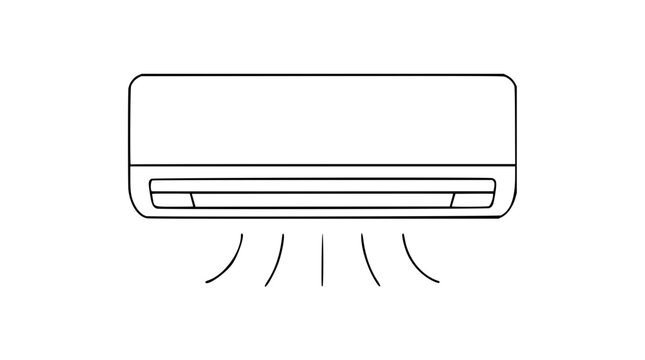 Air Conditioner Wall Unit Vector Icon - Minimalist Line Illustration of Climate Control HVAC System for Home Cooling