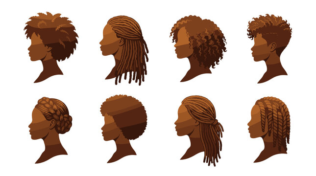 Collection of diverse african american hairstyles featuring natural textures and styles