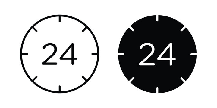 Time twenty four icon line graphics series. EPS10