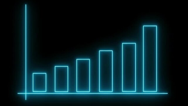 Abstract glowing cyan neon lines moving on a dark background vertical data flow animation