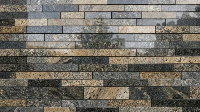 Close-up of Textured Brick Wall with Varied Colors and Patterns for Architectural Design Background.
