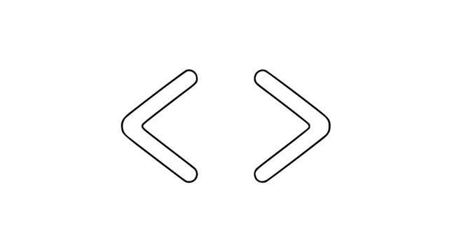 Angle Brackets Vector Icon - Minimalist Line Art Code Symbol for Programming and Web Design
