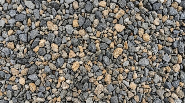 Close-up of Gravel Surface with Small Stones and Pebbles for Landscaping and Construction Use.