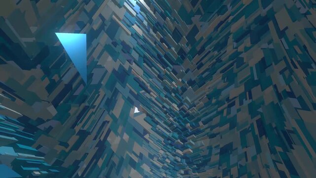 Blue geometric blocks in perspective