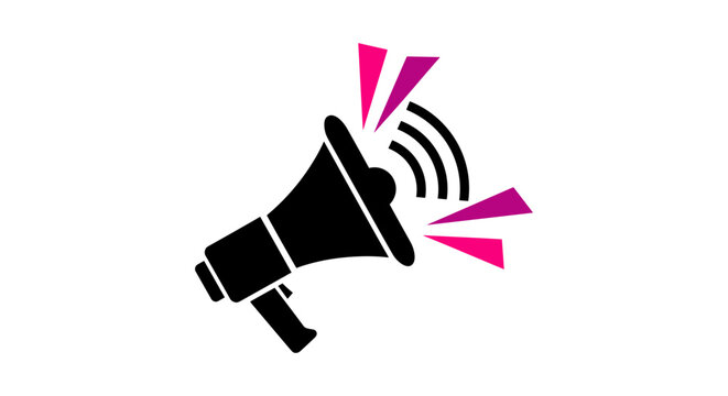 Loudspeaker Icon with Sound Waves Illustration for Communication and Announcement.
