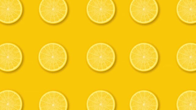 Seamless Yellow Lemon Slices Pattern Background