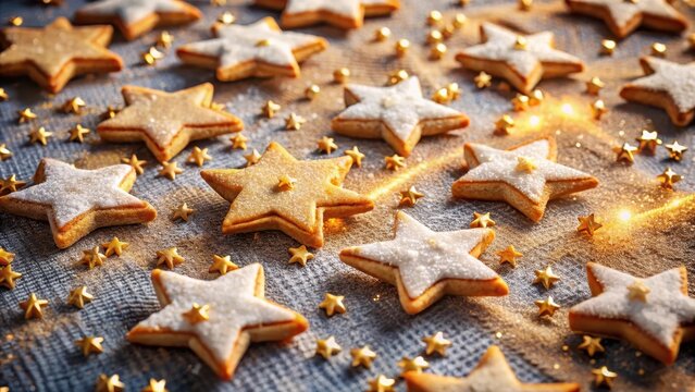 A delicate edible constellation on a pristine canvas starshaped cookies crumbly fate and a whispered sweet indulgence