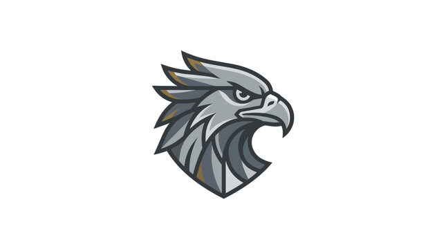 Eagle head profile logo with sharp feather details.