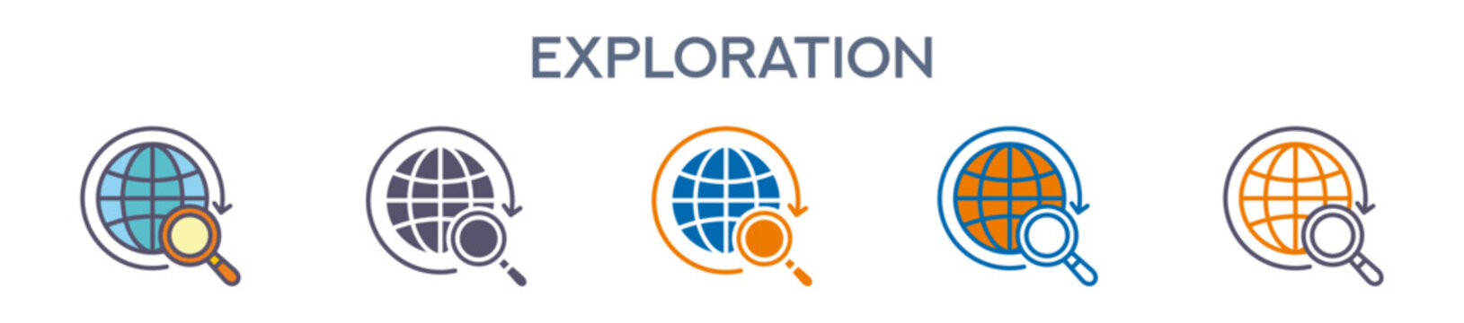 Exploration Element For Design Graphic - Multi Styles. Vector Illustration Of Two Colored And Black. Multiple Icons Designs Can Be Used For Mobile, Ui, Web 